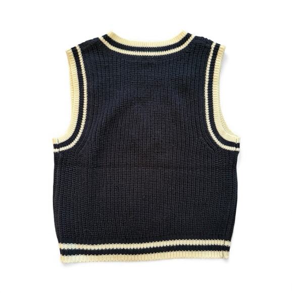 H&M Divided Ribbed Sweater Vest Size XS Blue Cream Sleeveless V-Neck Pullover - Picture 2 of 5
